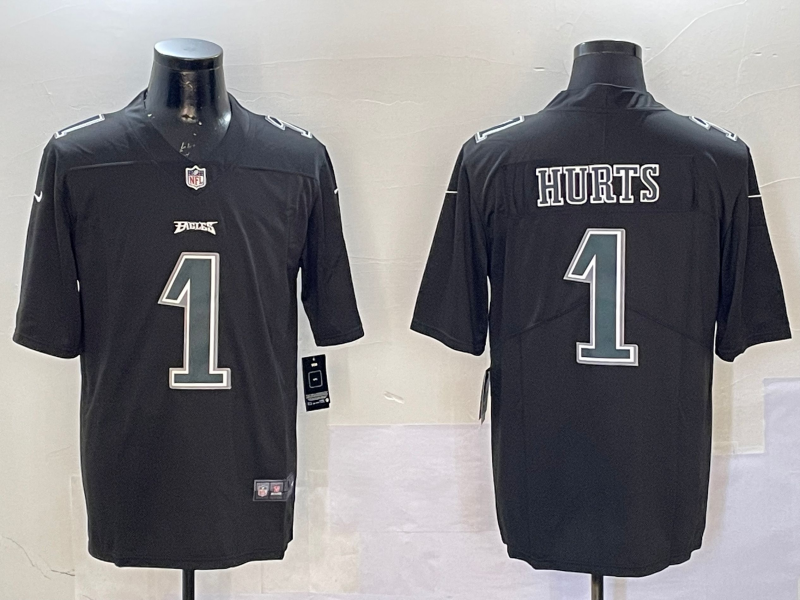 Men Philadelphia Eagles 1 Hurts black 2025 Nike NFL jersey style 4